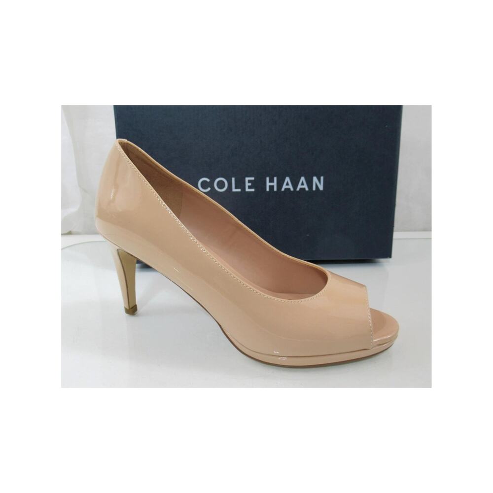 Women's Cole Haan Size 7.5 Grand 360 Drado Peep toe Platform Pumps Heels Nude